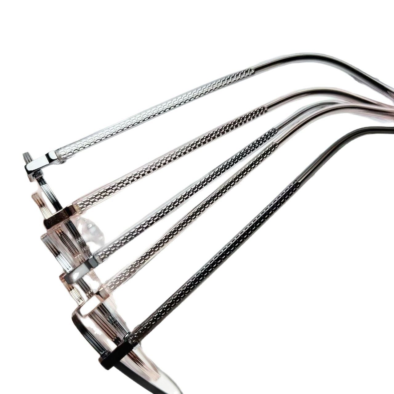 New Style Acetate Core Crystal Leg Retro Metal Eyeglass Frame, Anti-Allergy for Teenagers, Polygonal Glasses