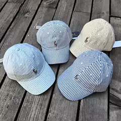 New Foreign Trade Pony Logo Hat, Striped Soft-Top Baseball Cap for Men and Women, Fashionable Simple Patchwork Sun Hat
