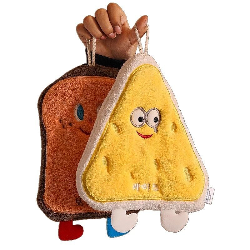 Cute Hand Towel Hanging Absorbent Thickened Bathroom Cartoon Handkerchief Towel Small Square Towel Kitchen Rag