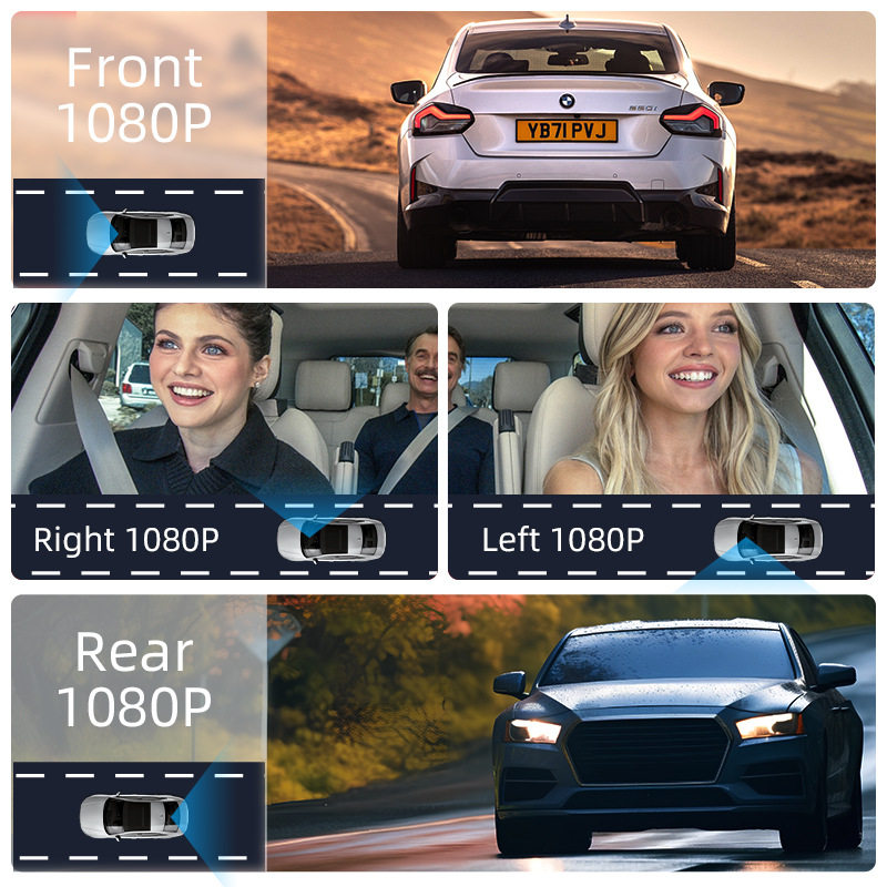 4-Channel Driving Recorder 3-Inch 1080P Front, Rear, Left and Right Simultaneous Recording 4-Channel Wifi Vehicle-Mounted Four-Channel Monitoring