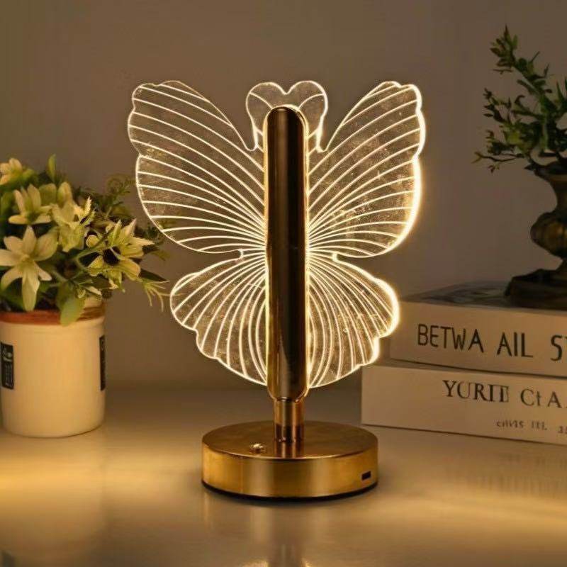 Nordic Creative Acrylic Butterfly Decorative Table Lamp Bar Hotel Bedroom Bedside High-End Atmosphere Decorative Table Lamp