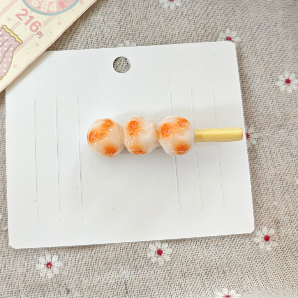 Fun Simulation Food Fun Funny Hairpin Hairpin Cute BBQ String Fish Ball Clip Personalized Finished Hair Accessories