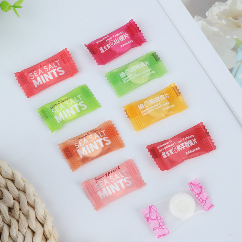 Yiguolin Candy Bulk Wholesale Snacks Cheap Large Volume Vitamin C Tangerine Peel Lozenges Mint Candy Snacks Internet Celebrity Hot Style