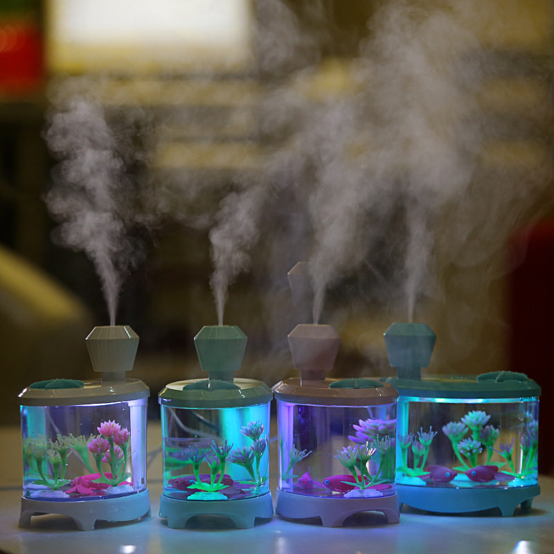Cross-border creative aquarium fish tank humidifier household mini night light diy custom air humidifier manufacturers