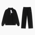 Black half-zip straight-leg pants - set (silver label)