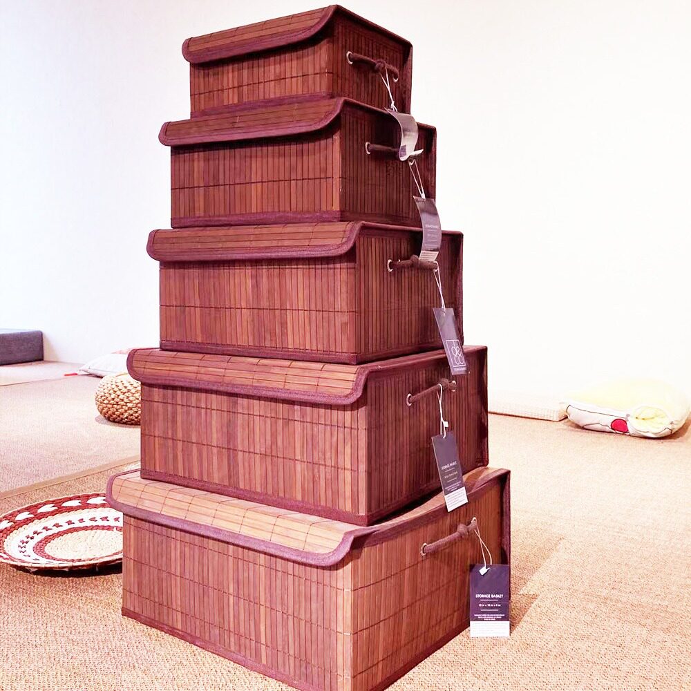 in stock bamboo with lid desktop cosmetics storage box snacks storage bamboo storage basket a generation of TEMU