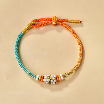 Dunhuang color matching hand-woven couple bracelet semi-finished wearable transfer bead hand rope jewelry wholesale red rope bracelet