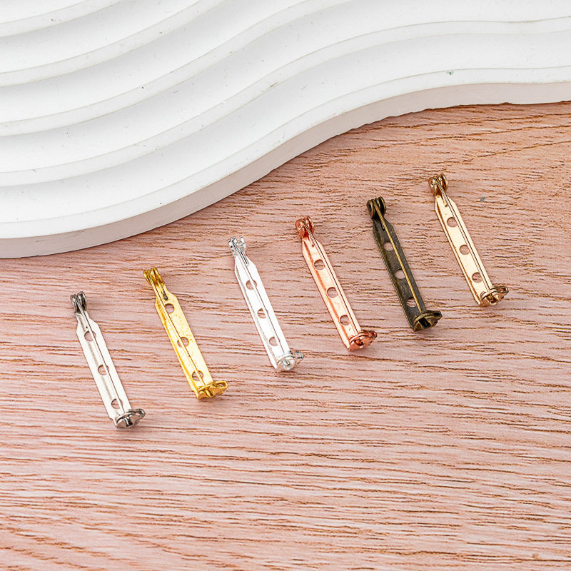 厂家批发金属电镀有孔别针铁质简针徽章领花保险胸针DIY饰品配件