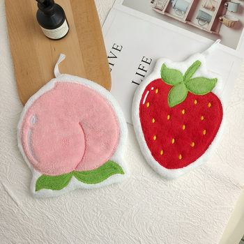 Cross-Border Supply Fruit Series Hand Towels Hanging Cartoon Hand Towels Coral Velvet Thickened Absorbent Towels