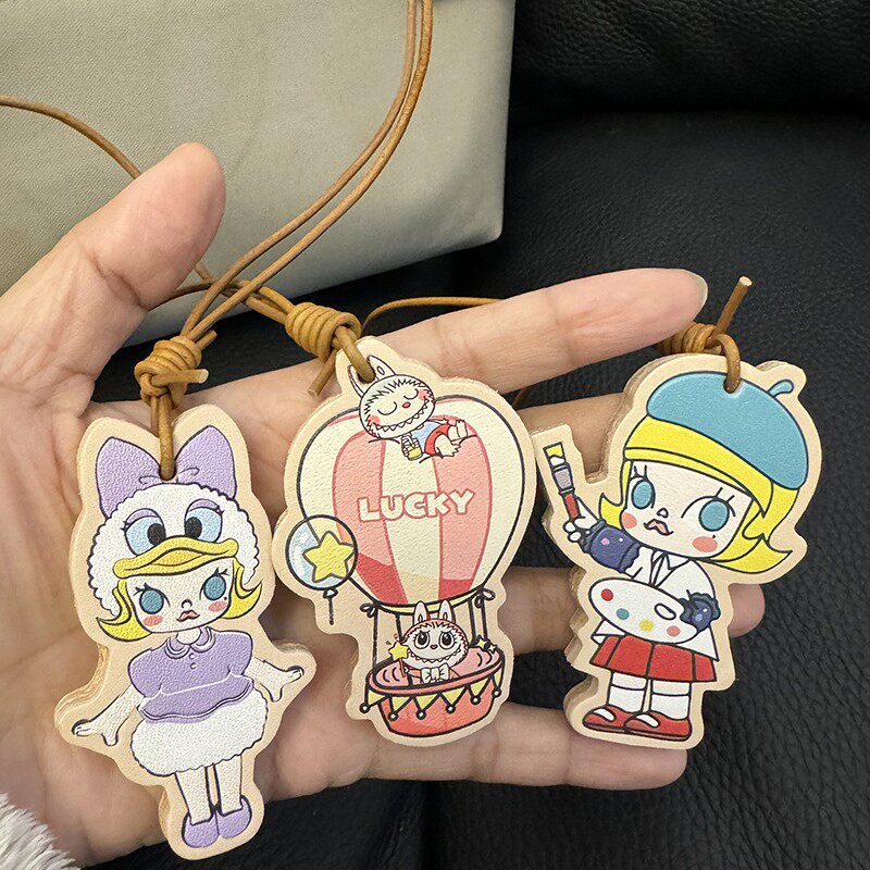 Cute Cartoon Pendants Vegetable Tanned Leather Thickened First Layer Genuine Leather Pendants Keychains Wholesale