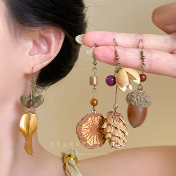 Plant Forest Retro Natural Fruit Earrings Women's Long Elegant Ethnic Antique Tassel Ear Hook Design Earrings