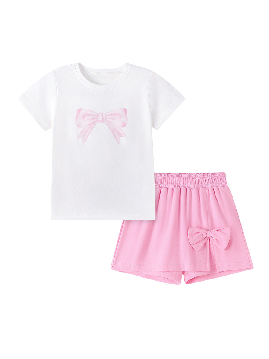 Girls' Set Wholesale, Summer Kids' Outfit, Cute Bow Kids' Clothing