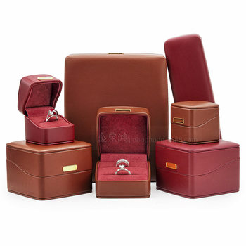New high-grade one-word curved box oblique PU leather jewelry box ring ring bracelet set box packaging box