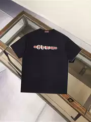 High Version Gu Home Letter Printed Round Neck Loose Short-Sleeved T-Shirt for Men and Women