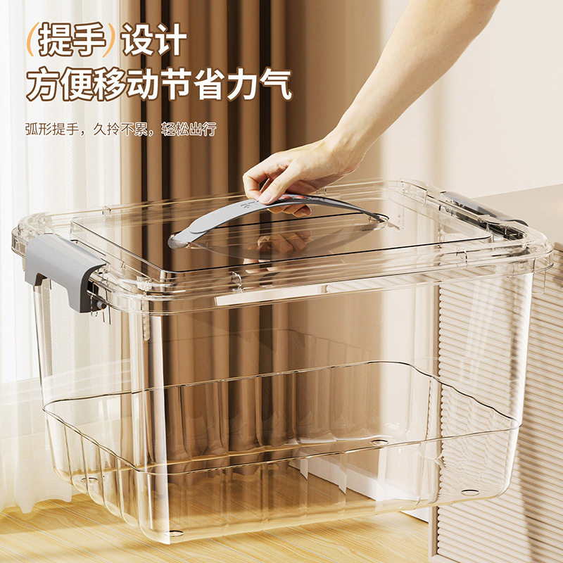 Transparent Storage Box with Lid and Handle, Book Toy Clothes Storage Box, Large Capacity Thickened Organizing Box Storage Box