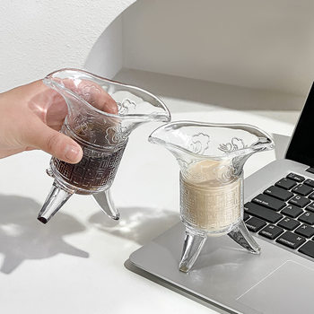 Ins Creative Funny Qin Shihuang Glass Milk Tea Cup Imperial Cup Ancient Three-Legged Cup Antique Cup Wine Cup