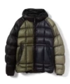 Sunglasses and color-blocked down jacket