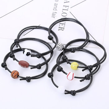 Basketball football bracelet simple personality Joker ball beaded hand rope adjustable bracelet jewelry wholesale