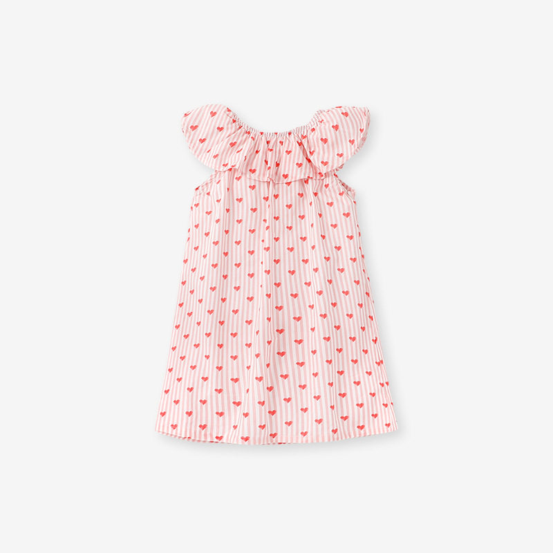 Girls' Cotton Striped Dress, Summer Short-Sleeve Cute Princess Dress