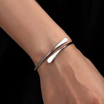 2025 European and American Cross-border Fashion Two-end Squashed Opening Bracelet Fashion Simple Elegant All-match Jewelry