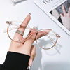 17160 Glasses Frame Simple Round Shape Xiaohongshu Ins Style Glasses No Makeup Retro Literary Tr90 Glasses Frame