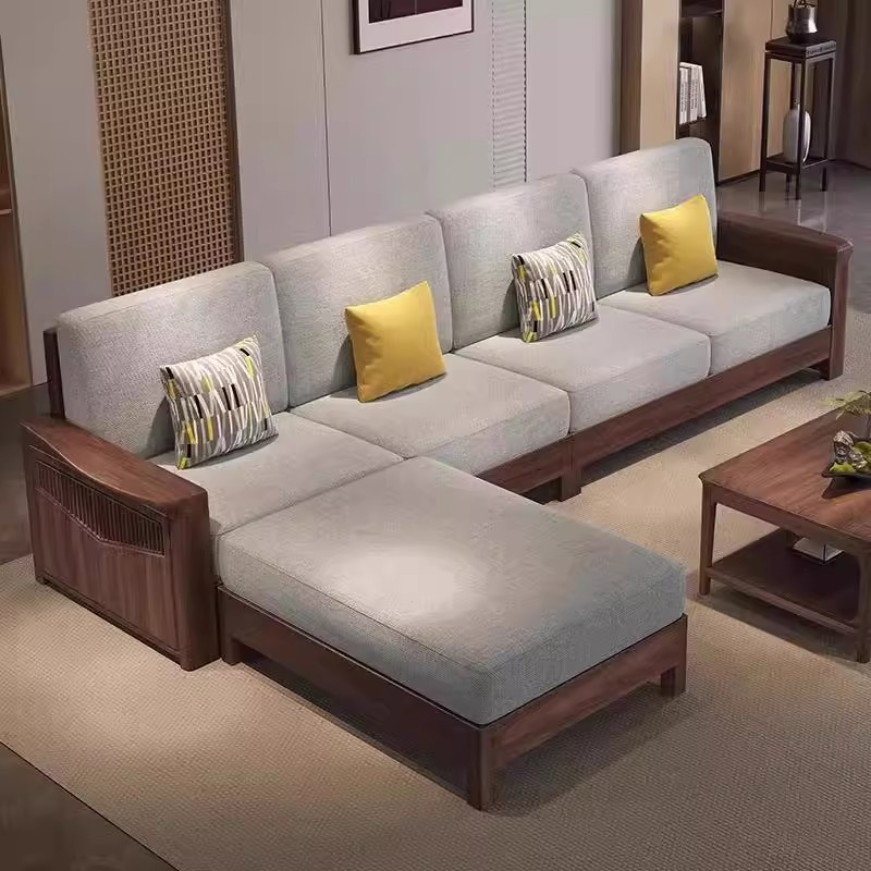 黑胡桃木实木沙发新中式高箱储物沙发大小户型家用客厅组合家具