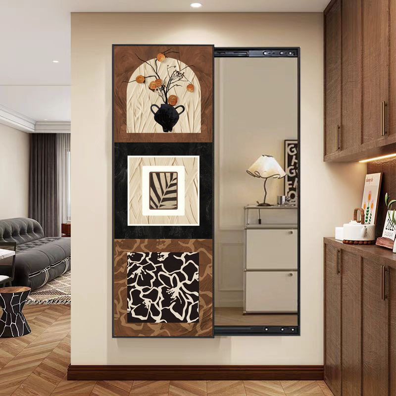 Atmospheric Classical Style Hidden Full-Length Mirror Push-Pull Fitting Mirror Entrance Mirror Decoration Painting Wall Hanging