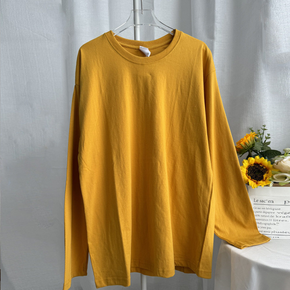 Womens Loose Fit Long Sleeve T Shirt Solid Color Round Neck 100 Cotton Spring Casual Wear Wholesale Available