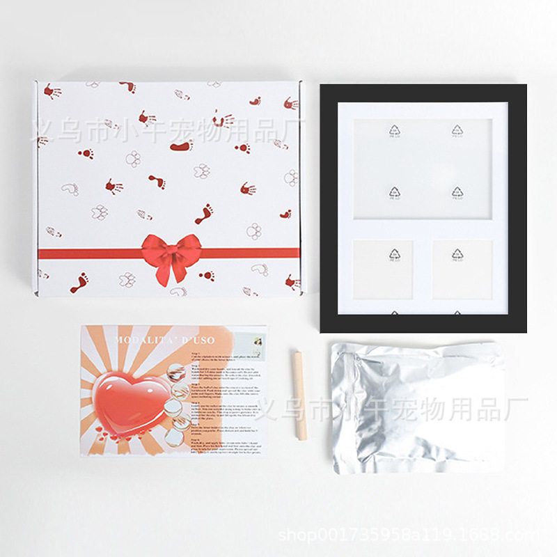 Pet paw print photo frame dog cat footprints commemorative inkpad table photo frame baby hand and foot print photo frame wholesale