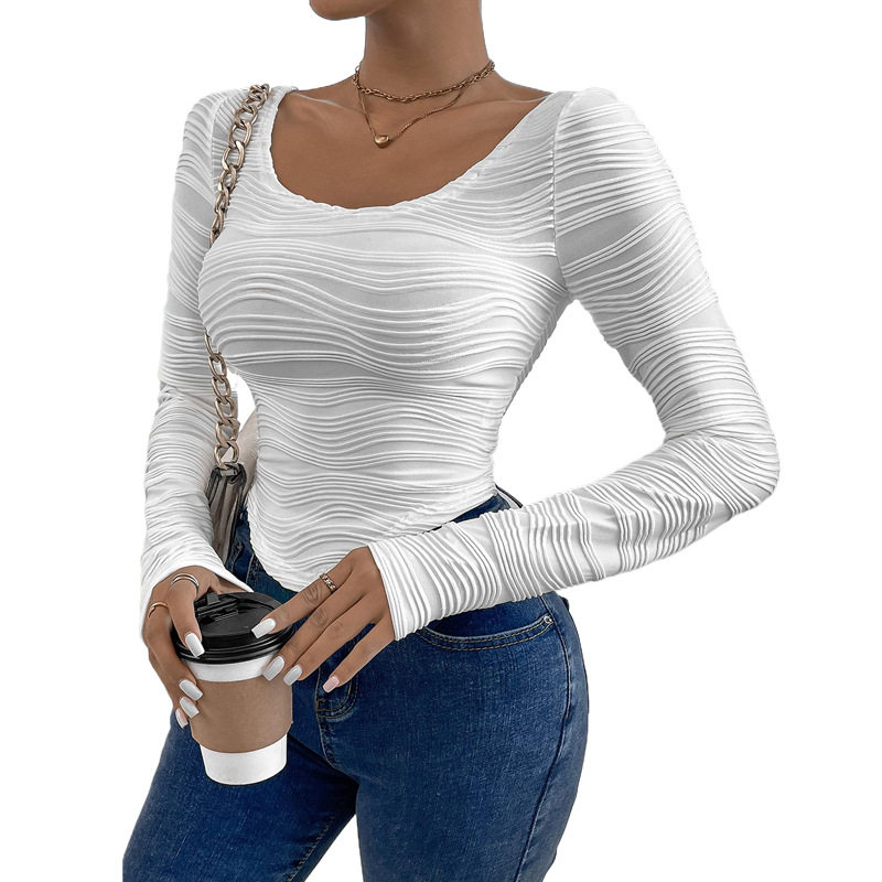 Elegant Long Sleeve T Shirt Slim Fit Solid Color Soft Fabric Casual Wear or Layering Wholesale Available