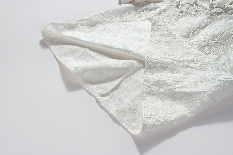 Bộ mặc nhà nữ cotton tay ngắn họa tiết trơn — Trắng chi tiết 10