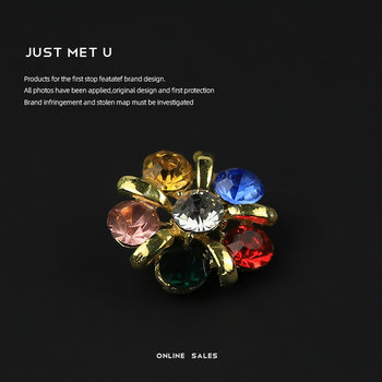 Colorful diamond metal button French retro decorative buckle woolen coat cardigan suit buckle all-match Button