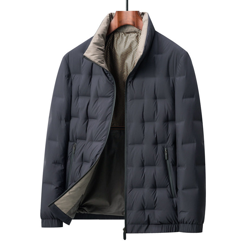 Men's Winter Lightweight Stand-Up Collar down Jacket Middle-Aged Business Casual Classy Cold-Proof Warm Windproof Men's Jacket