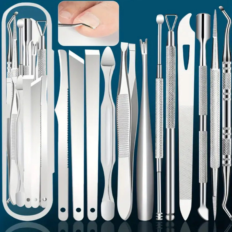 Cross-border hot-selling stainless steel pedicure knife suit dead leather fork double head nail picker foot shaving scraper 5-piece boxed