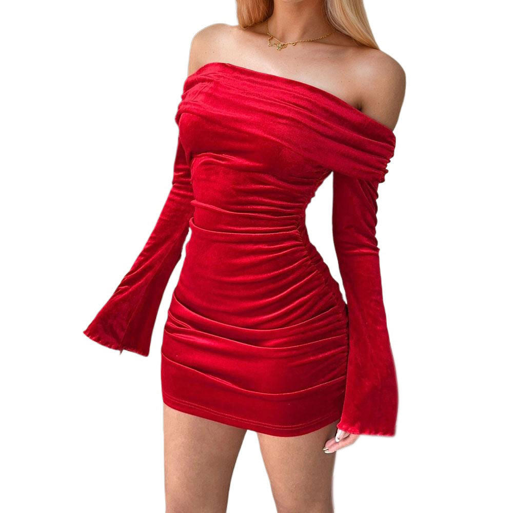 Off Shoulder Mini Dress Sexy Red Color Spring Summer Style Perfect for Parties Wholesale Available