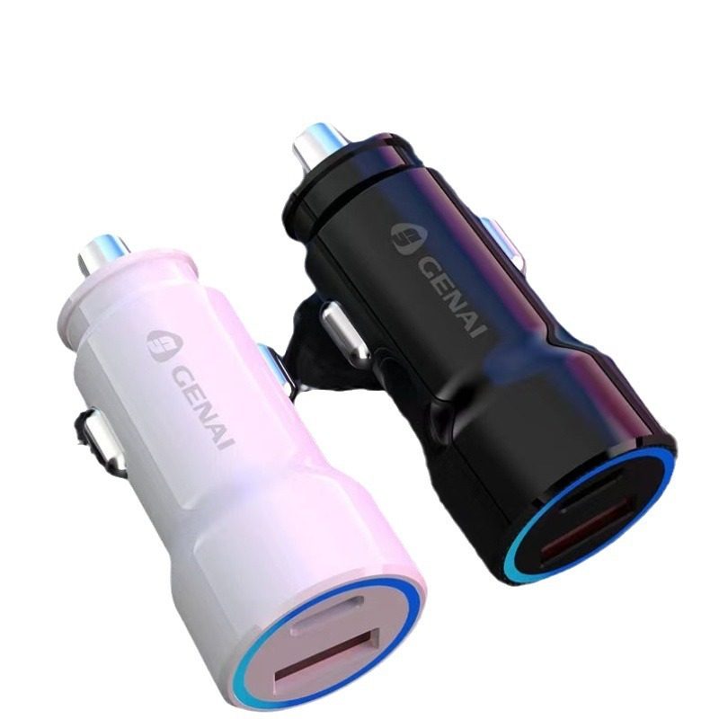 Car Charger 100W High Power Super Fast Charging Pd Mini Car Charger Mobile Phone Car One-To-Two Charging Head