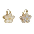 No. 1 white - double-sided zircon petal earrings (thick real gold plating)