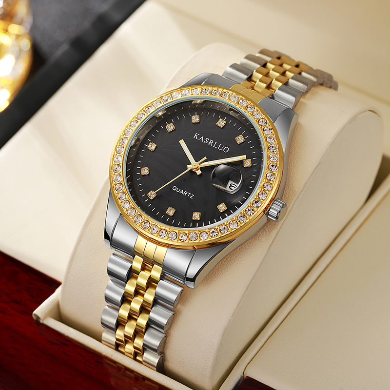 Watch Men's Trendy Diamond Couple Steel Band Calendar Casual Student Adult Fully Automatic Quartz Watch Metal Scale 23 O1CN01YFccBj1cFZKbMy0cW !!2217025253571 0 cib