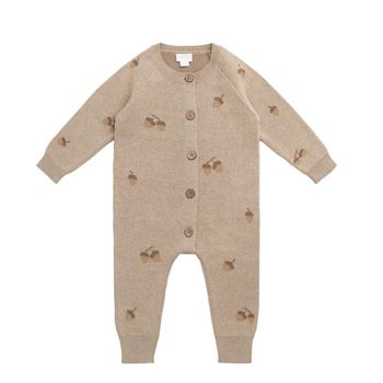 Autumn and Winter Baby Clothes Knitted Jumpsuit Hazelnut Sweater Unisex Baby Pure Cotton Jumpsuit Crawling Suit Outdoor