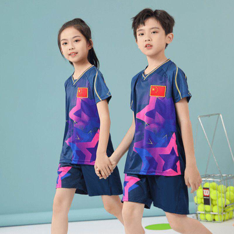 ชุดยูนิฟอร์มแบดมินตันสำหรับเยาวชนและเด็ก รุ่น Yueqing สำหรับเด็กชายและเด็กหญิง ชุดฝึกซ้อมแข่งขันเทเบิลเทนนิสแขนสั้น แห้งเร็ว สำหรับฤดูร้อน ชุดยูนิฟอร์มประจำชั้นเรียน