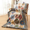 New Multifunctional Line Blanket, Sofa Towel, Double-Sided Sofa Blanket, Backrest, Bay Window Blanket, Cushion, Universal for All Seasons, Flowers Bloom and Wealth