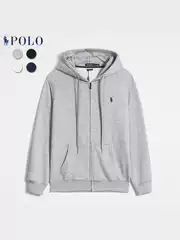 Cross-Border Men's Sweatshirt Spring and Autumn Style Rl Jacket Men's Fleece Zip-Up Cardigan Ralph Polo Hooded Top Trendy