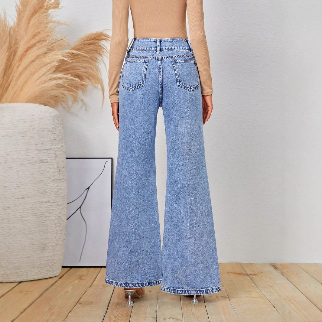 Womens Slim Fit High Slit Denim Pants Stylish Design Trendy Look Comfortable Fabric Perfect for Casual Outings