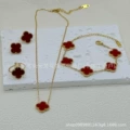 Burgundy double-sided mother-of-pearl four-piece set