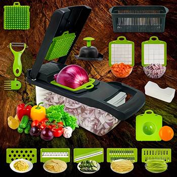 Cross-Border 16-in-1 Multifunctional Vegetable Cutter with 7 Replaceable Blades, Fruit and Vegetable Dicing and Dividing Machine, Kitchen Artifact