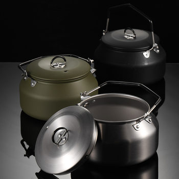 Ayn 304 Stainless Steel Camping Kettle Outdoor Water Boiling Pot Portable Large Capacity Camping High-value Cookers