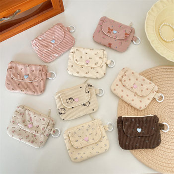 511221 Corduroy Printed Card Holder Coin Storage Bag Women's Wallet Zipper Card Holder Bank Card Id Bag