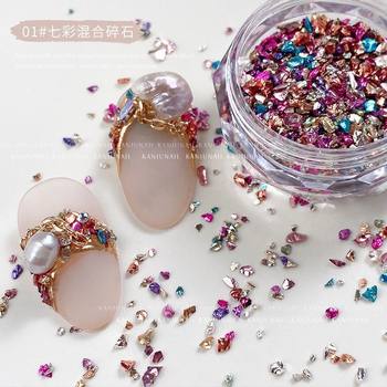 Nail jewelry color ore mixed color combination ins wind stone hand account flow hemp gravel wear armor decoration