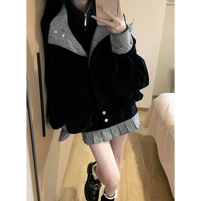 Womens Two Piece Set Spring Casual Jacket and Skirt Slim Fit Available in Black Wholesale Sizes S
