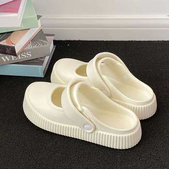 Casual Versatile Closed-Toe Non-Slip Home Wear-Resistant Eva Mary Jane Nurse Slippers Summer Soft Sole Breathable Plain Shoes